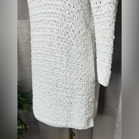 J.Jill Open Stitch Pullover Sweater with Side Button Detail in White Sz XS - Picture 6 of 11